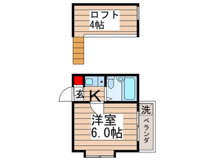 ビューパレス鎌ケ谷(1K/2階)の間取り写真