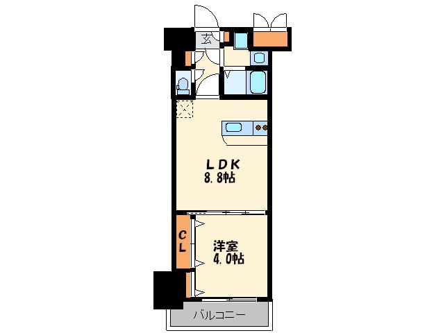 エンクレスト吉塚駅前II(1LDK/6階)の間取り写真