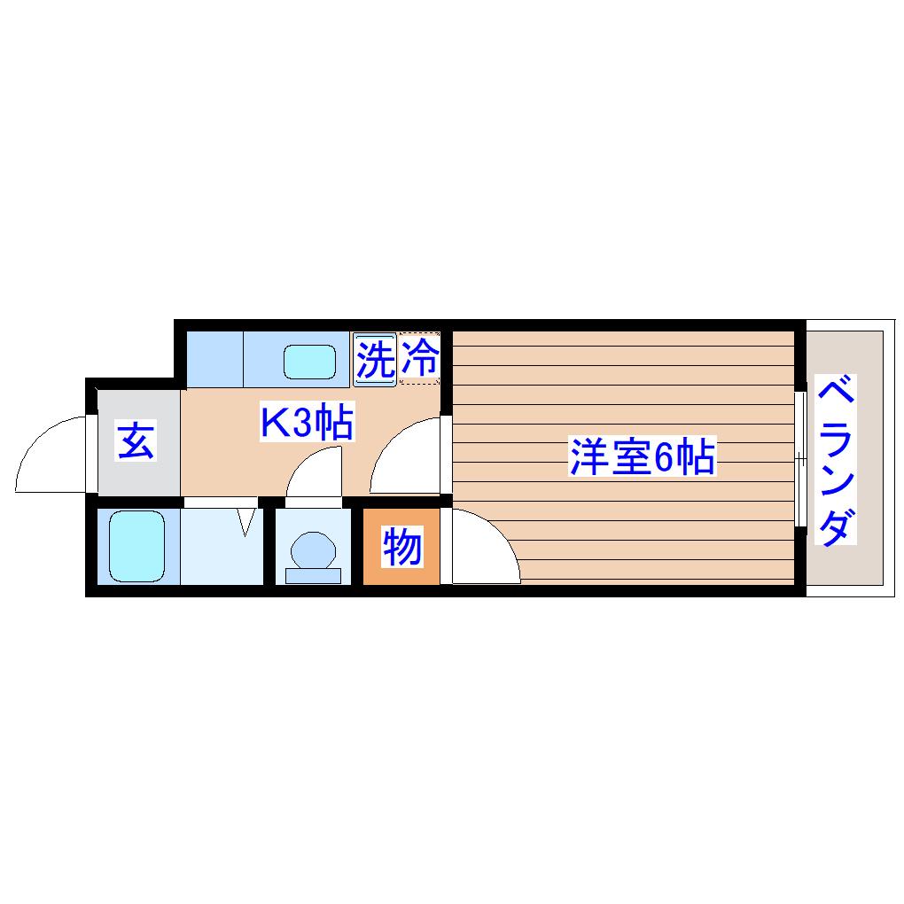 エクセランスド花京院(1K/1階)の間取り写真
