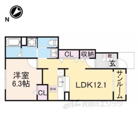 グランツA(1LDK/1階)の間取り写真