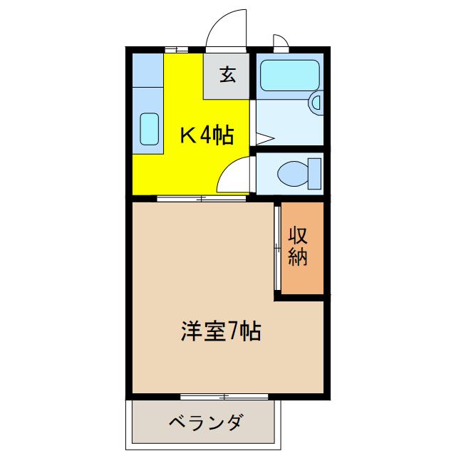 ロイヤルミノウラ(1K/2階)の間取り写真