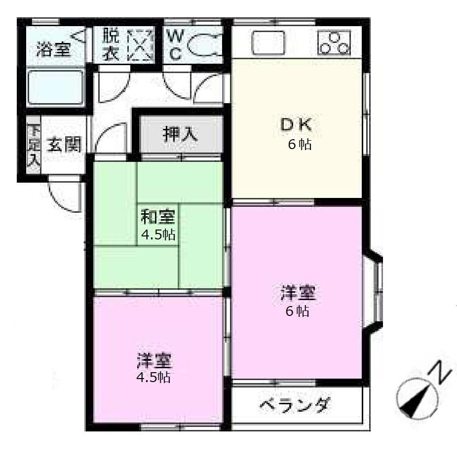 ヤマダコーポ(3DK/2階)の間取り写真