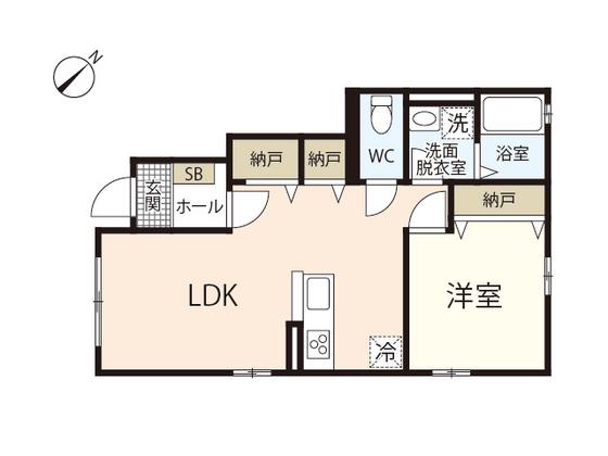 メゾン牛田本町(1LDK/1階)の間取り写真