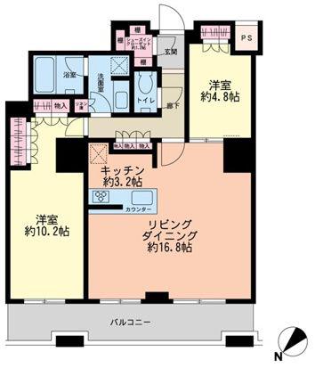 ザ・パークハウス西新宿タワー60(2LDK/21階)の間取り写真