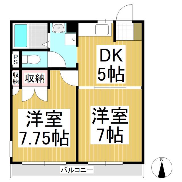 レオパレスノエル(2DK/2階)の間取り写真
