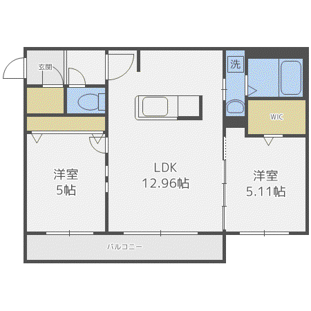 アレグリア琴似(2LDK/4階)の間取り写真