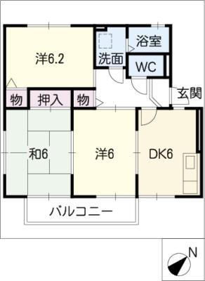 ヴィラエイトA棟(3DK/1階)の間取り写真