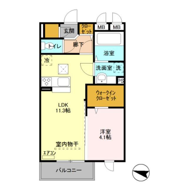 ステラタウン プルケリマ(1LDK/3階)の間取り写真