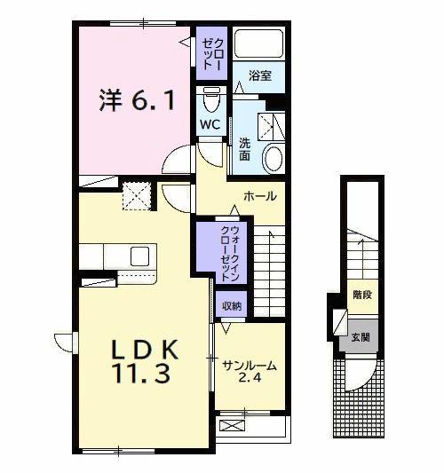 メゾン・ド・ルミエール9(1LDK/2階)の間取り写真