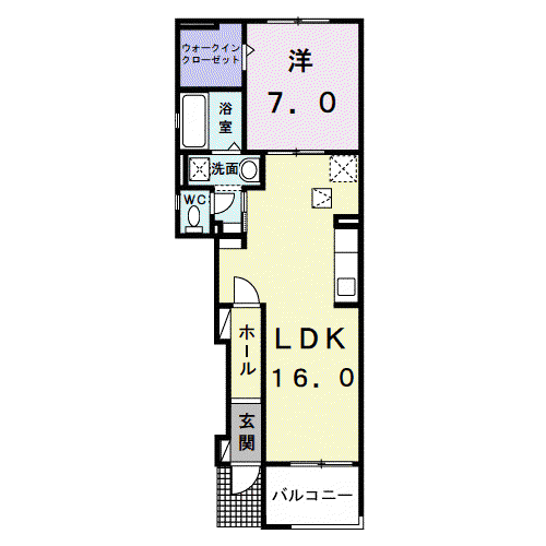 カームデイズ(1LDK/1階)の間取り写真