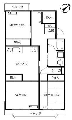 ペアシティ久喜弐番館(3DK/1階)の間取り写真