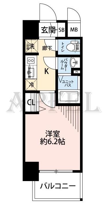 プレサンス天神橋筋六丁目ヴォワール(1K/10階)の間取り写真