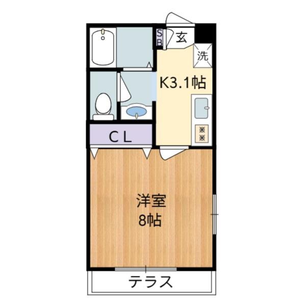 メゾン ボヌール(1K/1階)の間取り写真