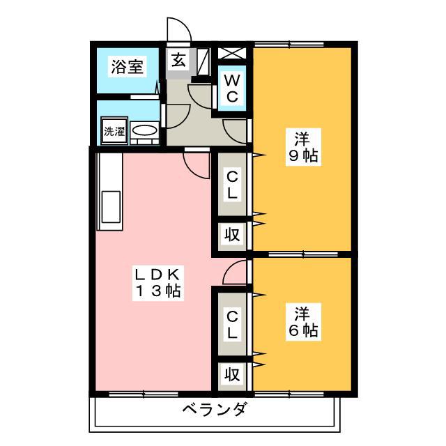 千寿パレス(2LDK/3階)の間取り写真
