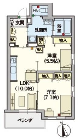 ヘーベルVILLAGE 浦和本太(2LDK/3階)の間取り写真