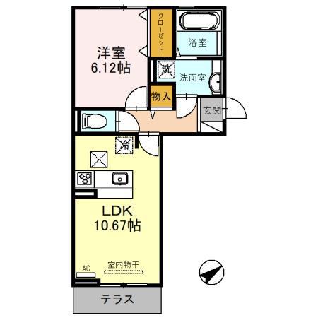 セジュールサンフィールド 小篠原(1LDK/2階)の間取り写真