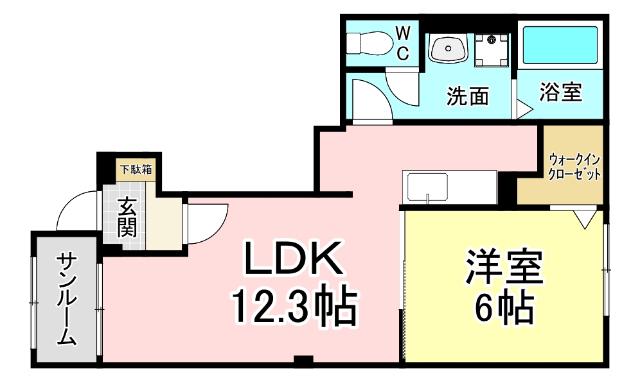 ラ・ポーズ葛原(1LDK/1階)の間取り写真