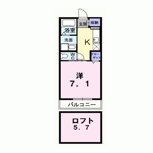 ビル ベリー(1K/2階)の間取り写真