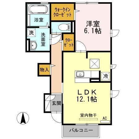プラムコート木田A(1LDK/1階)の間取り写真