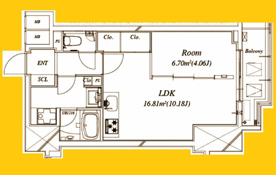 URBANAGE新横浜(1LDK/7階)の間取り写真