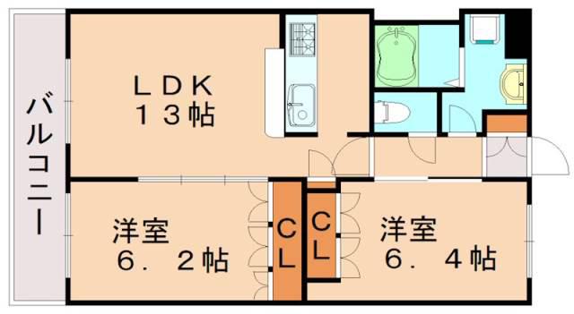 プラムガーデン(2LDK/1階)の間取り写真