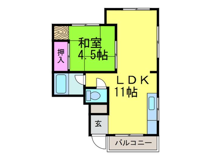 グリーン桜塚(1LDK/3階)の間取り写真