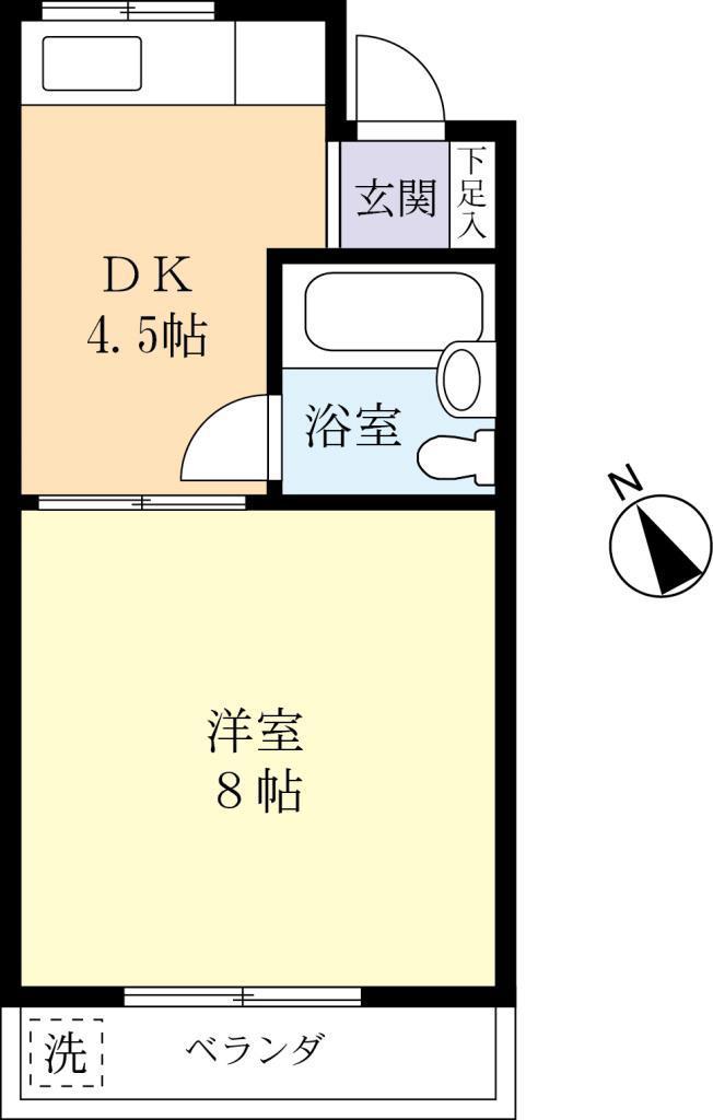 シティマンション(1K/2階)の間取り写真
