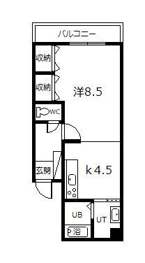 メゾンK2(1K/2階)の間取り写真