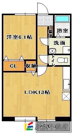 オークヒルズB(1LDK/2階)の間取り写真