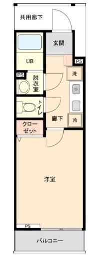 カインドネス所沢美原(1K/2階)の間取り写真