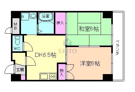 パークロッジ(2DK/2階)の間取り写真