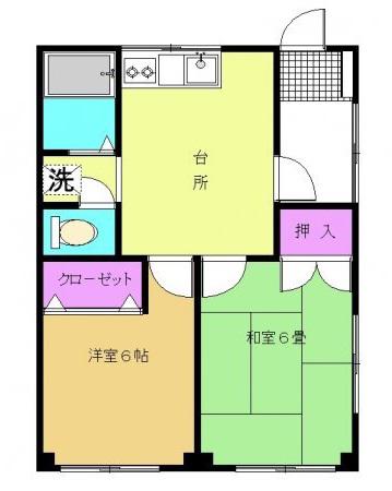 ハイツ潮見(2DK/1階)の間取り写真