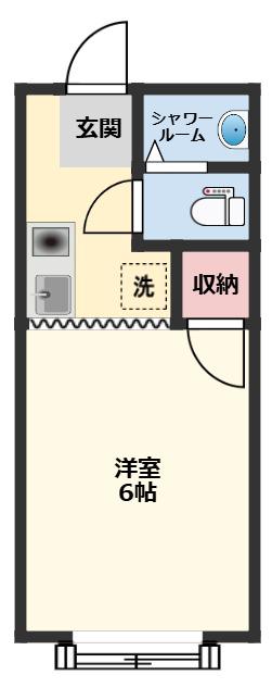 ロイヤルハナシン(1K/2階)の間取り写真
