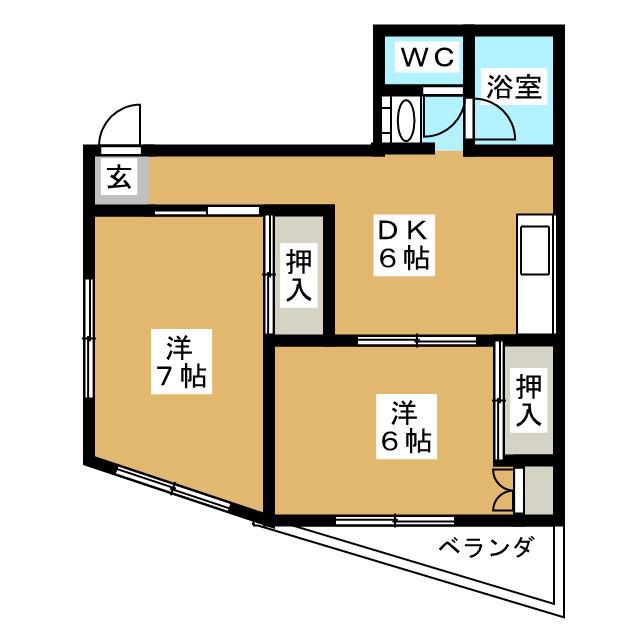岩瀬ビル(2DK/4階)の間取り写真