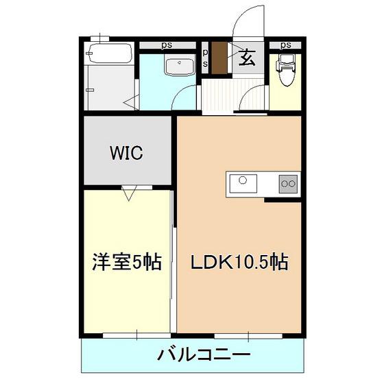 朝日ハイムみどりの(1LDK/1階)の間取り写真
