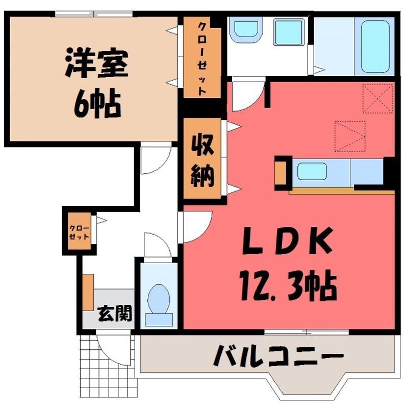 デスパシオ(1LDK/1階)の間取り写真