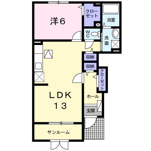 シャルマン(1LDK/1階)の間取り写真