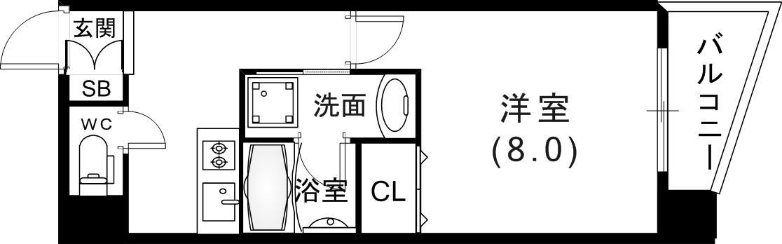 CITYSPIRE神戸元町(1K/3階)の間取り写真
