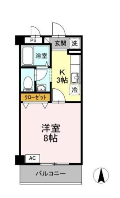 リビングタウン厚木(1K/1階)の間取り写真