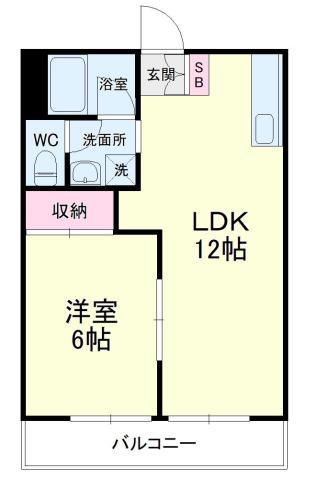 コーポことぶき(1LDK/2階)の間取り写真