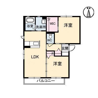 トワ アムール A・B・C・D・E(2LDK/2階)の間取り写真