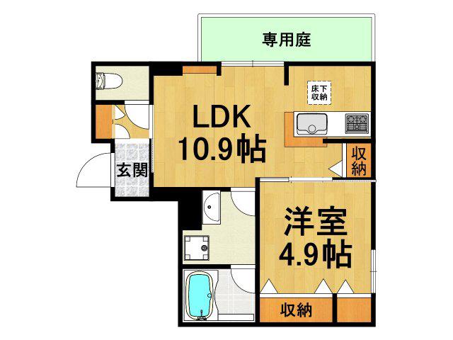 梅ノ木ソレアード(1LDK/1階)の間取り写真