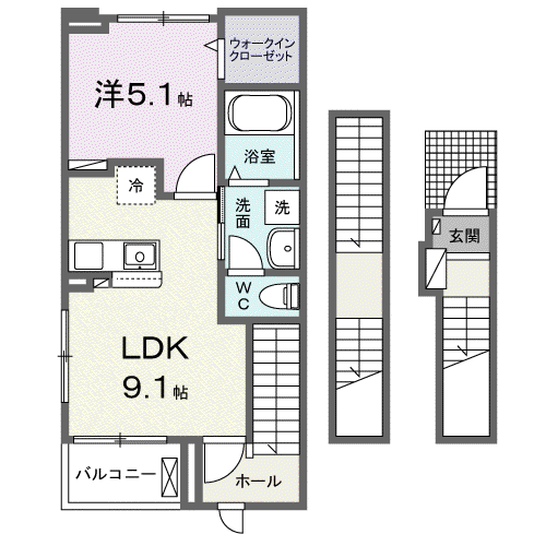 フォルセティ(1LDK/3階)の間取り写真