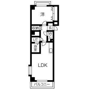 ワイズタワー徳川(1LDK/2階)の間取り写真