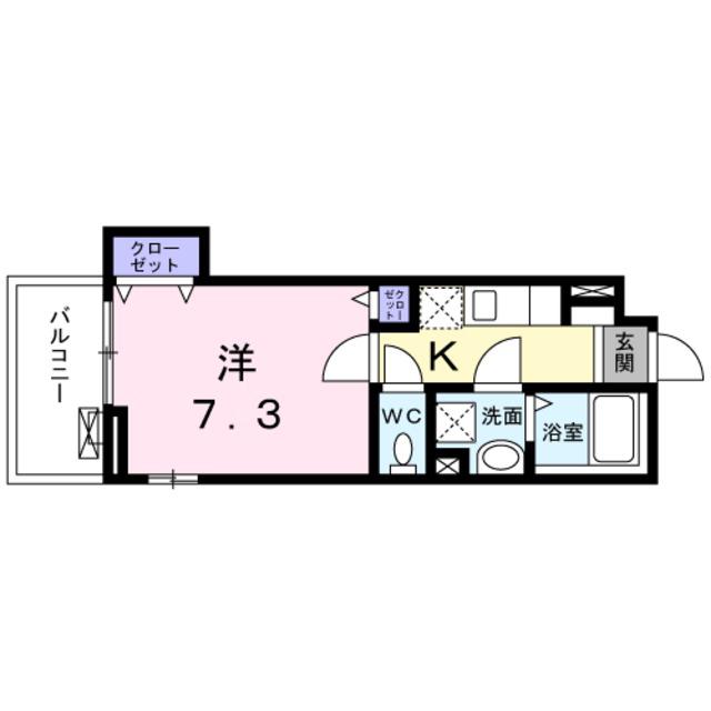 ハルフクイ 観月(1K/2階)の間取り写真