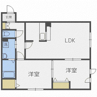 サンコート本通(2LDK/2階)の間取り写真