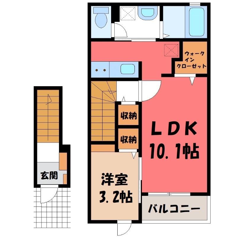 ライフシティ グランエール(1LDK/2階)の間取り写真