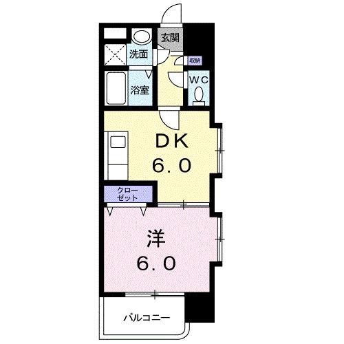 パ-ムヒルズマンション(1DK/3階)の間取り写真