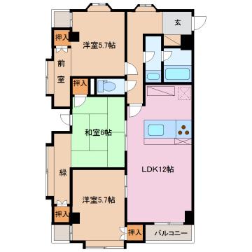リアライズ千歳(3LDK/4階)の間取り写真
