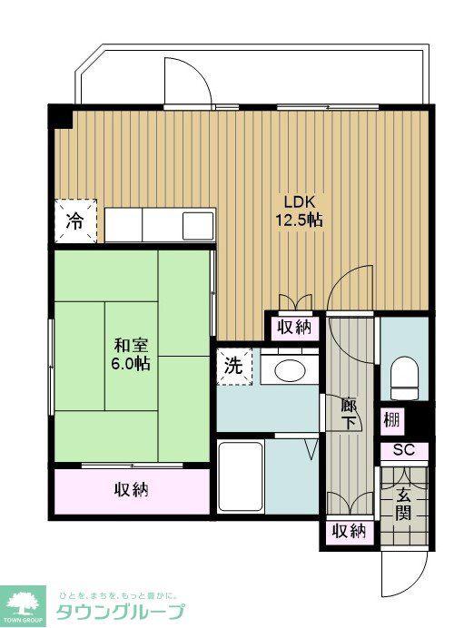 マンション峰岸(1LDK/2階)の間取り写真